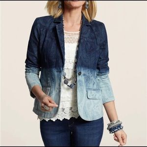 CHICO’S Platinum Denim Ombre Blue Jean Jacket (Size 2 - large)